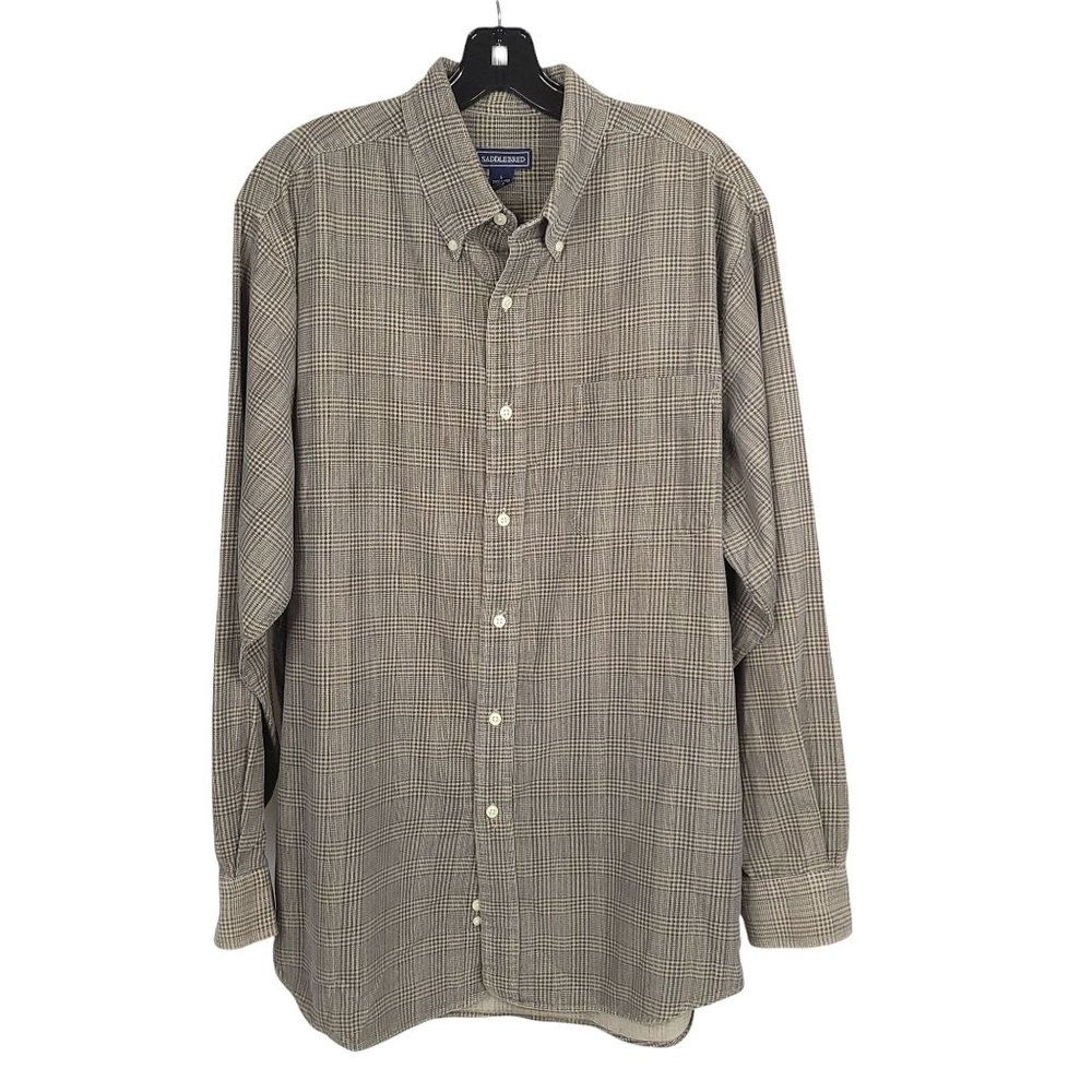 Saddlebred Long Sleeve Button Up Shirt Mens Size L Brushed Cotton Plaid